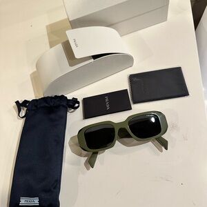 Prada Olive Green Sunglasses with Accessories